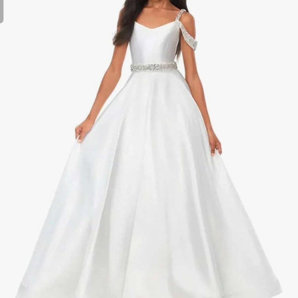 Chic White Kids Formal Gown with Embellished Strap